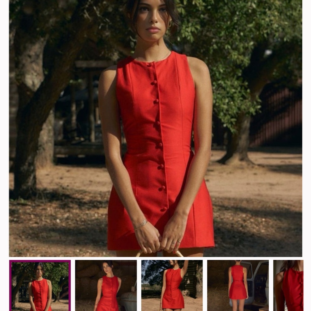 Commence button down cherry red dress nwt